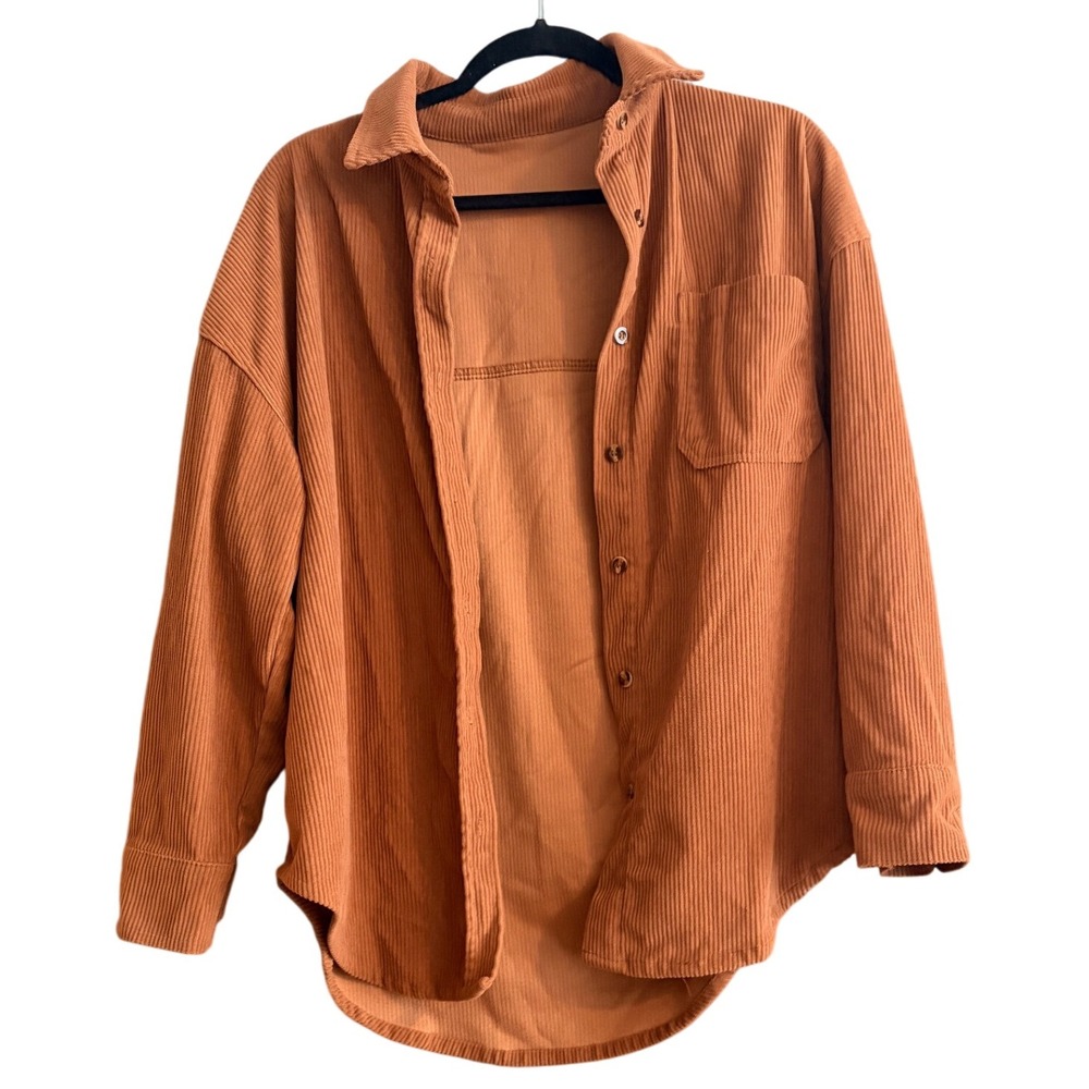 Womens‎ Oversized Corduroy Button Down Shirt Casual Long Sleeve Top